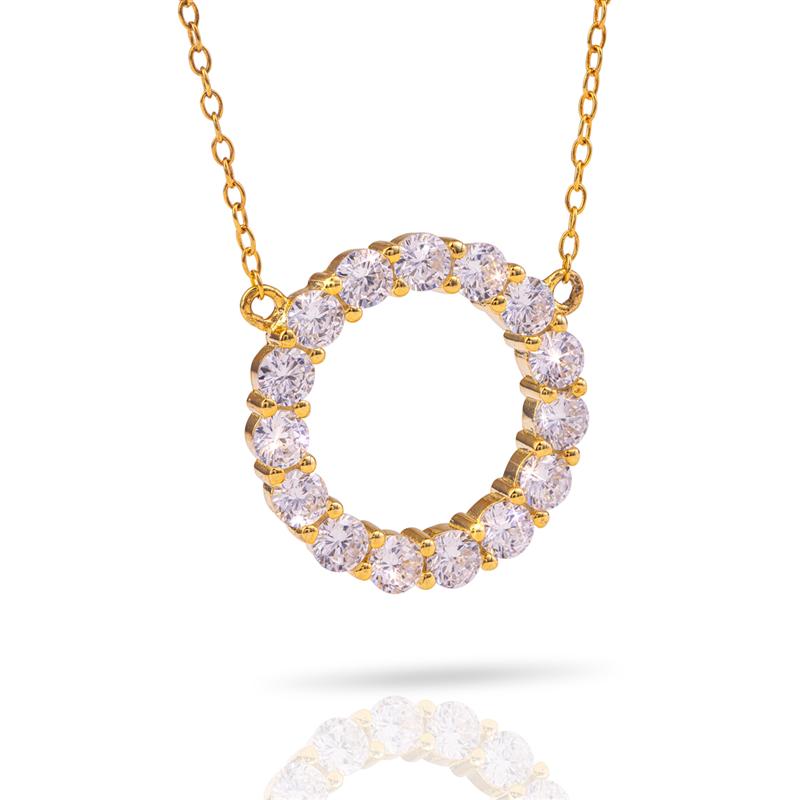 Yellow Gold-Finished Eternity Necklace 18